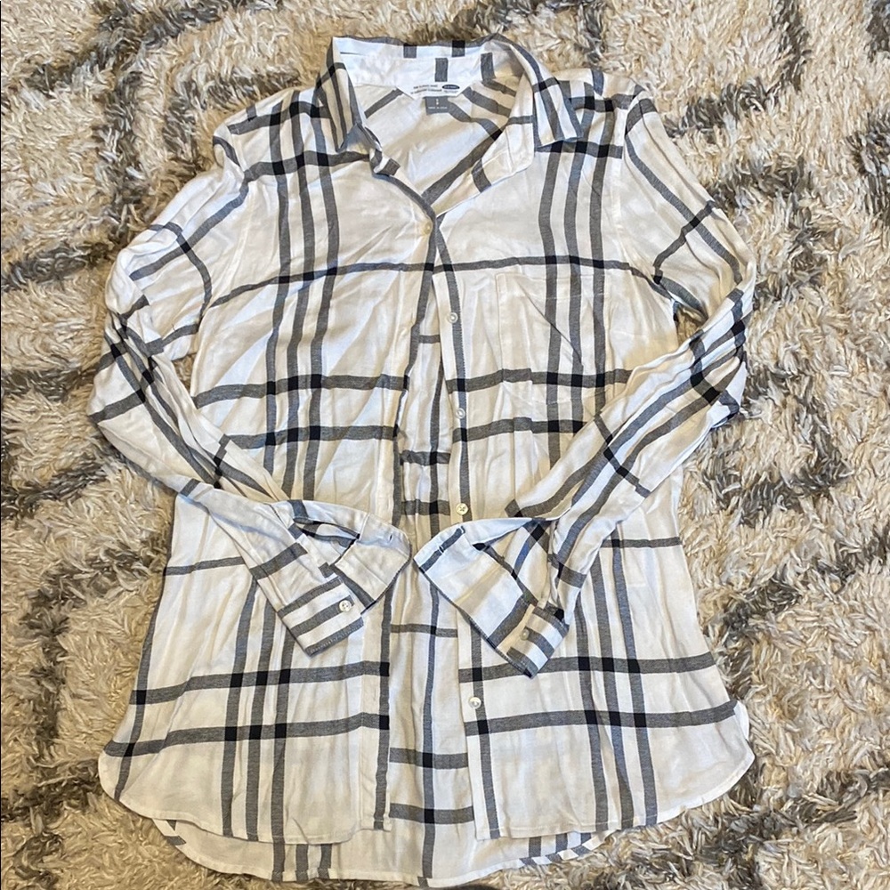 White Plaid Women's Top